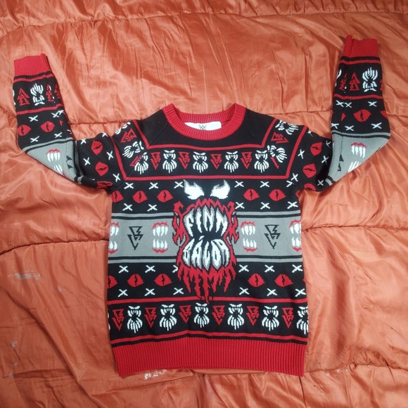 WWE Finn Balor Ugly‎ Christmas Sweatshirt 2018 Youth Size Large *RARE* EUC - Picture 1 of 8
